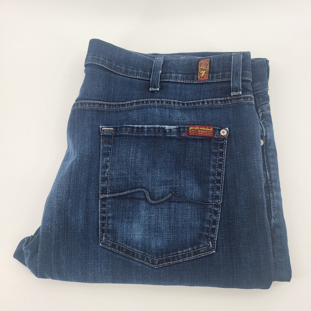 7 For All Mankind Austyn Relaxed Straight Leg Dark Wash Jeans mens 40 X26 Hemmed